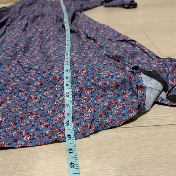 3/$10 La Beca Girls Blue and Pink Floral Long Sleeve Midi Dress - Picture 8 of 9